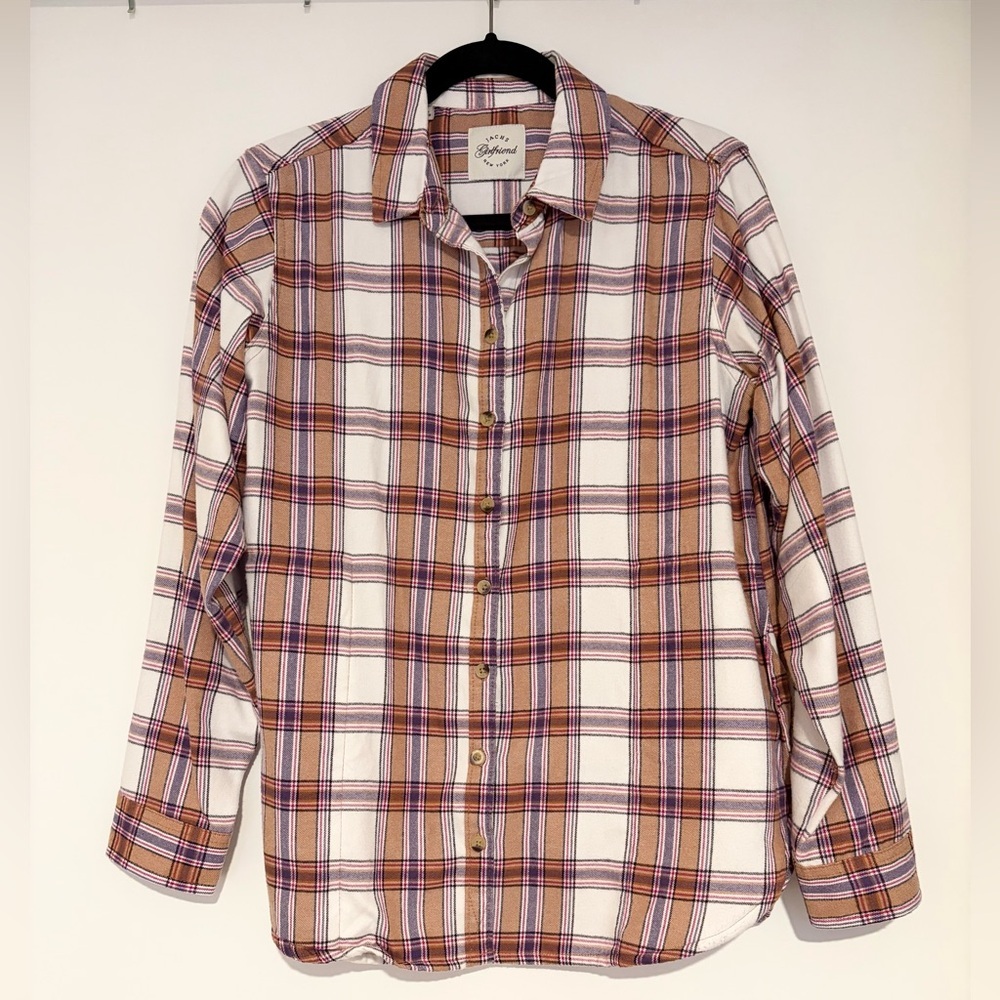 Jacks Girlfriend Plaid Flannel Button Down Shirt, Size Small